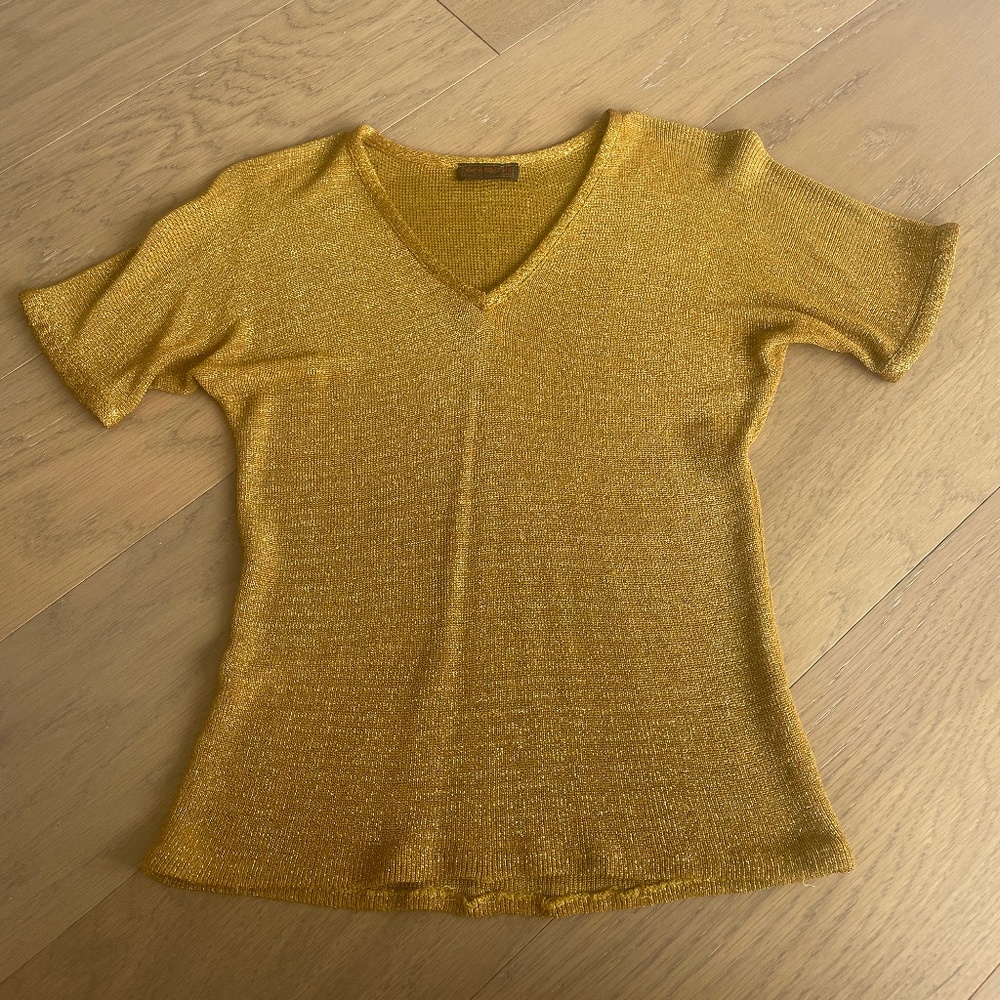 YSL gold v neck top